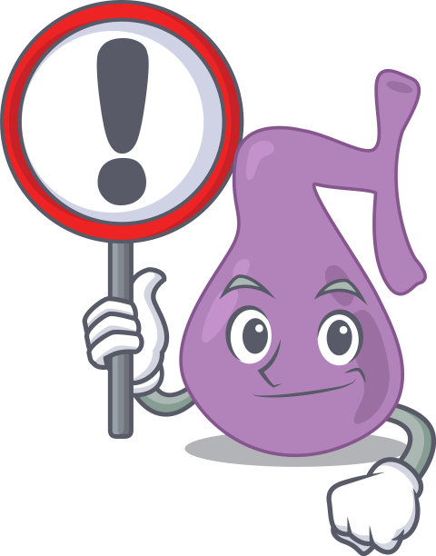 一个卡通图标胆囊与惊叹号图片下载