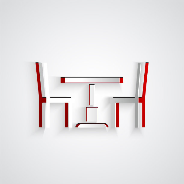 剪纸木桌与椅子图标隔离上图片下载