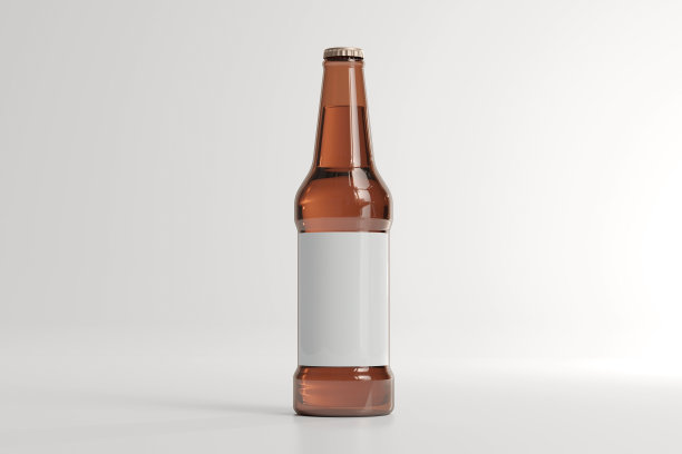 啤酒瓶与空白标签3D渲染图片下载