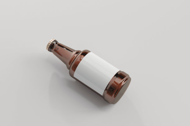 啤酒瓶与空白标签3D渲染图片下载