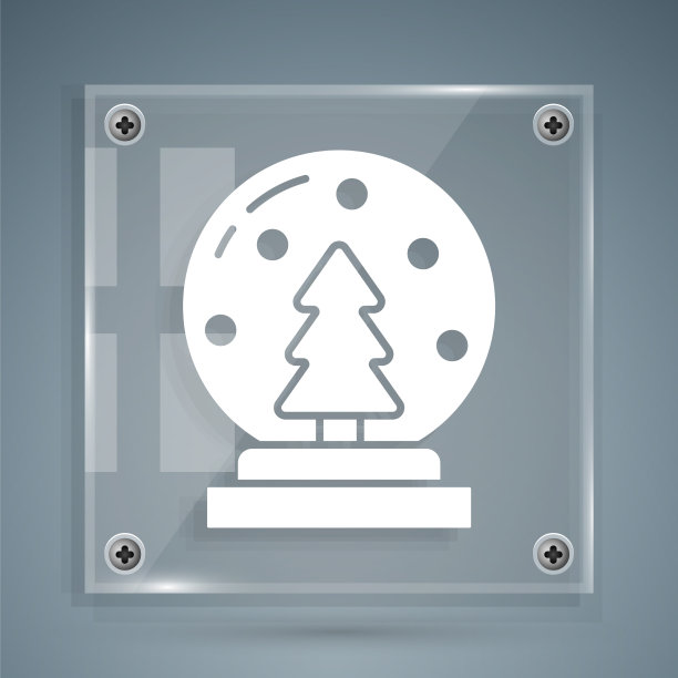 白色的圣诞雪花玻璃球与飘落的雪花图片下载