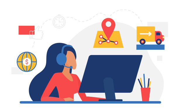 送货服务，送货商务概念，操作者带耳机工作图片下载