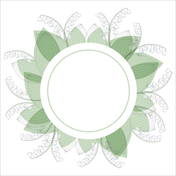 圆框上挂着铃兰。夏天向量装饰图片下载