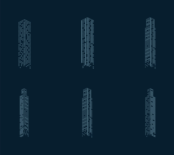 六个建筑立面图片下载
