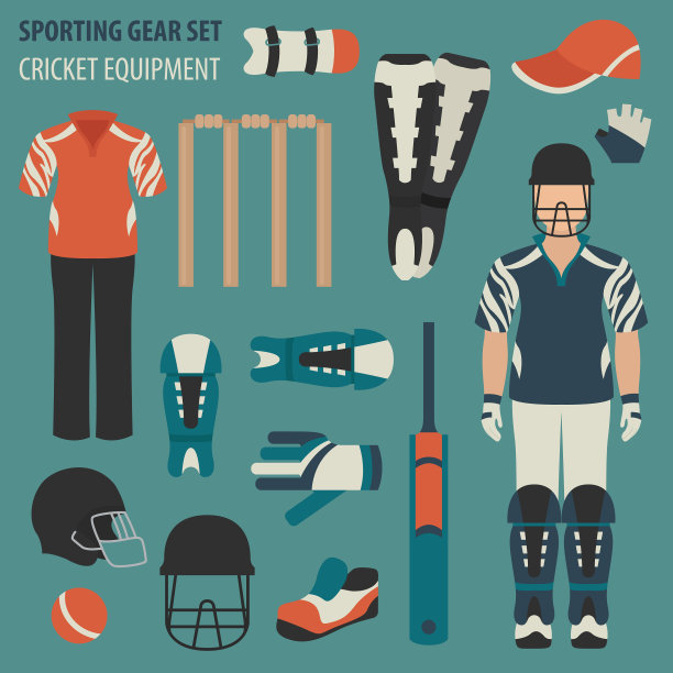 运动装备集板球装备和图片下载