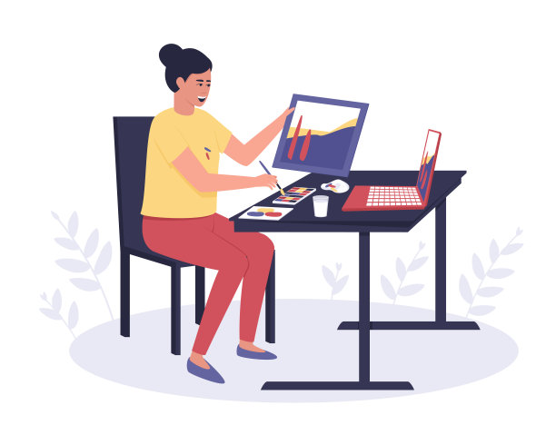 一位女士正在上在线绘画课图片下载