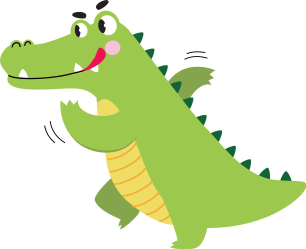 可爱的鳄鱼在匆忙中奔跑，滑稽的鳄鱼图片下载