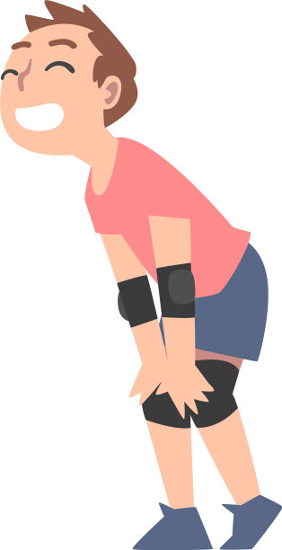 可爱的男孩穿着卡通风格的护膝和护肘图片下载