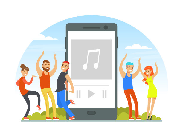 快乐的年轻人一边听一边跳图片下载