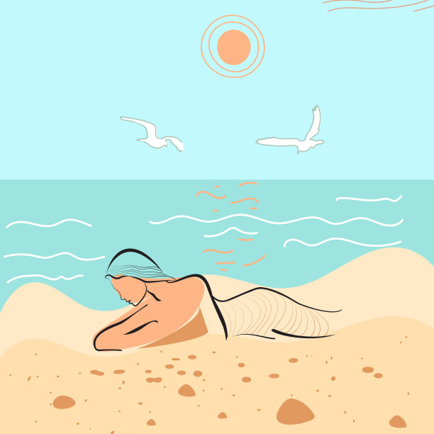 沙滩上的女孩图片下载