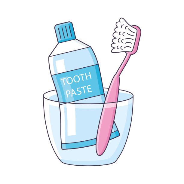 牙刷和牙膏放在杯子里图片下载