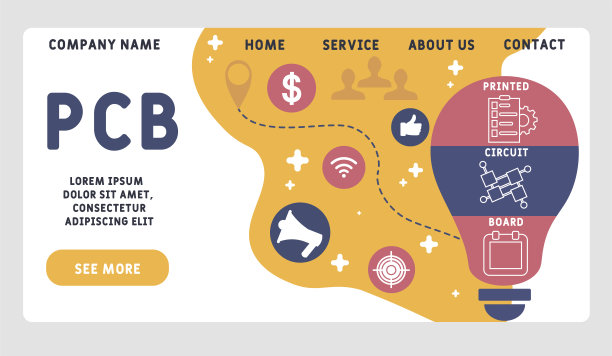 矢量网站设计模板。印刷电路板的缩写。图片下载