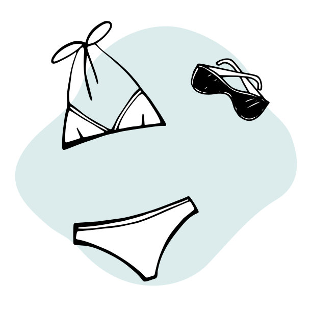 女士夏季泳装和太阳镜作为设计元素。图片下载