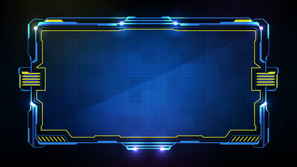 抽象未来的蓝色发光技术科幻框架hud UI背景图片下载