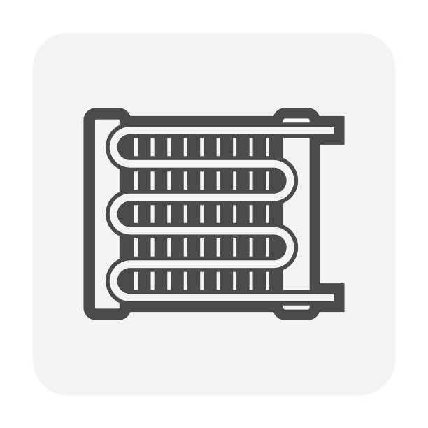 冷凝器线圈矢量图标设计。用于家庭、汽车、冰箱或冰箱的无管道微型通风和空调系统(HVAC)。图片下载