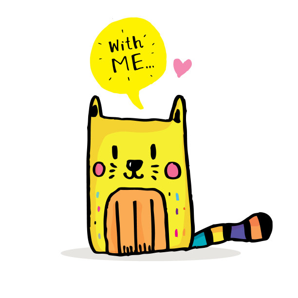 可爱的猫涂鸦矢量设计。图片下载