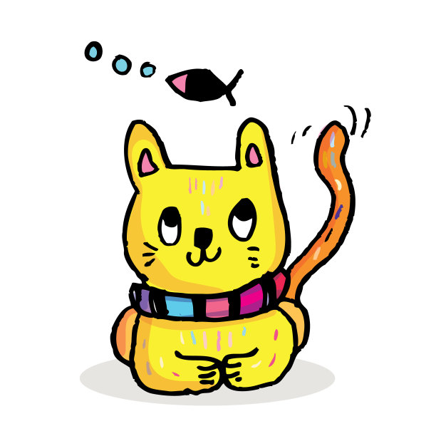 可爱的猫涂鸦矢量设计。图片下载