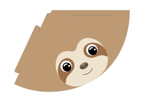 可印刷的树懒纸帽子。派对模切模板为生日，圣诞节，宝宝送礼会。娱乐的有趣配件。打印、剪切和粘合。矢量插图。图片下载