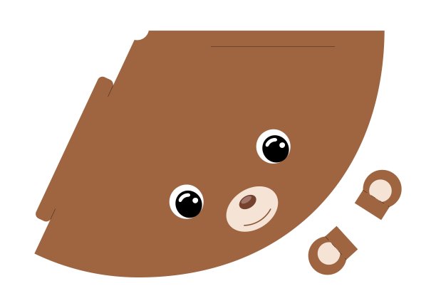 可打印的熊纸帽子。派对模切模板为生日，圣诞节，婴儿淋浴。娱乐的有趣配件。打印，切割和胶水。矢量股票插图。图片下载