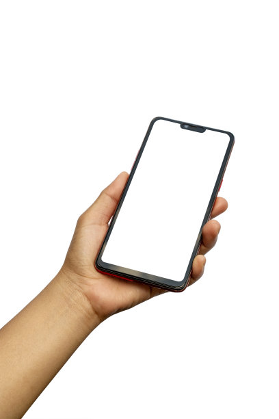 手握白色屏幕，手机是孤立的白色背景与剪切路径。图片下载
