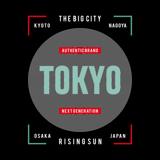 日本东京标语t恤设计新潮。服装印刷，t恤与背景矢量插图打印图片下载