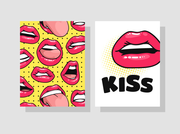 设置卡片与性感女性的唇彩图片下载