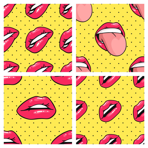 无缝图案与性感女性的唇彩图片下载