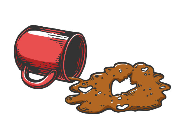 咖啡剪影情侣版画图片下载