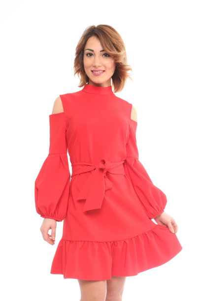 穿着红色礼服的漂亮年轻女子图片下载