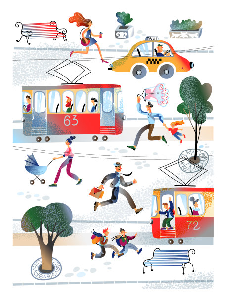 市民们都迫不及待地乘坐城市交通图片下载