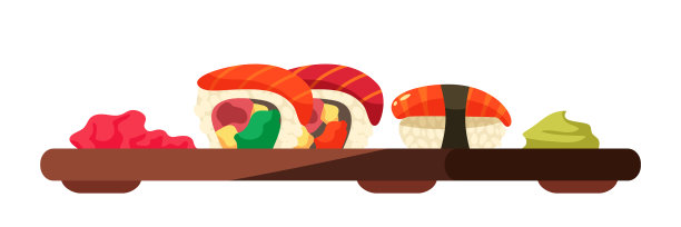 寿司卷配生姜芥末图片下载