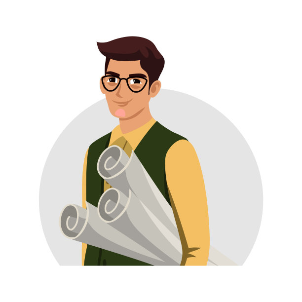 友好微笑的工程师或建筑师化身图片下载