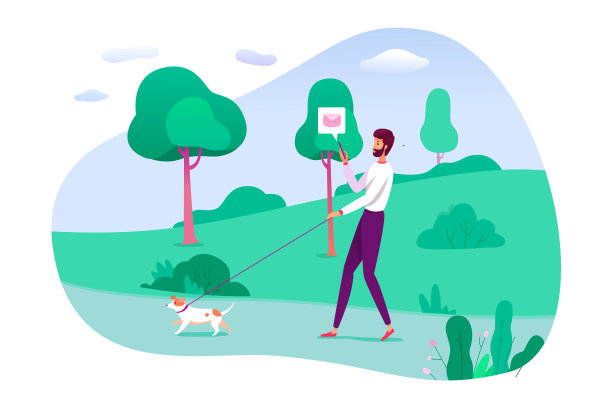 在城市公园遛狗时的人际交往图片下载