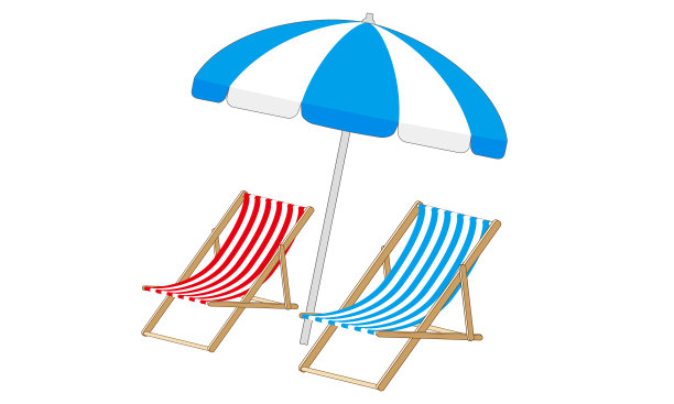 沙滩椅沙滩伞矢量插图图片下载