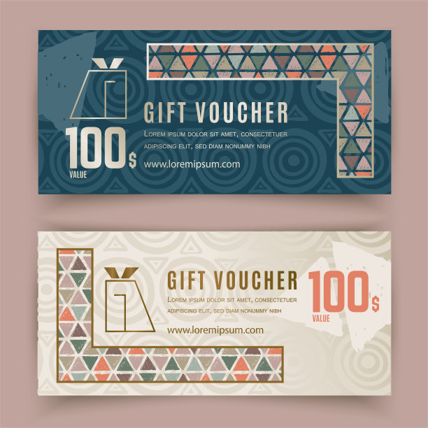 凭证模板的礼物。三角手工制作的无缝图案。矢量插图。图片下载