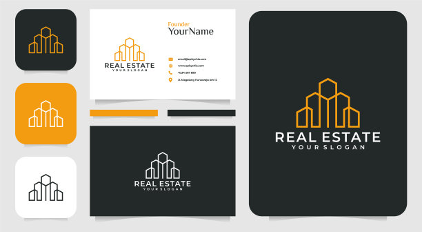 富有灵感的房地产建筑标志设计图片下载