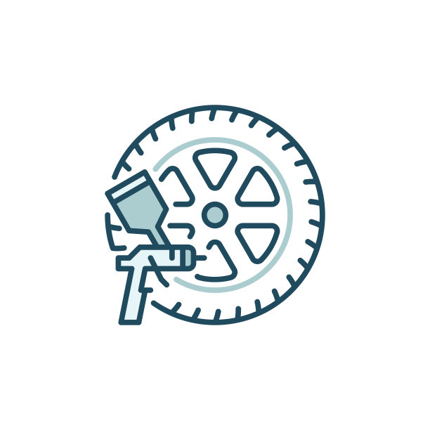 汽车车轮和喷漆枪的概念图片下载