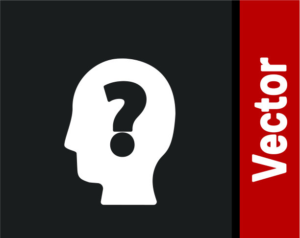 白色人头带问号图标孤立图片下载