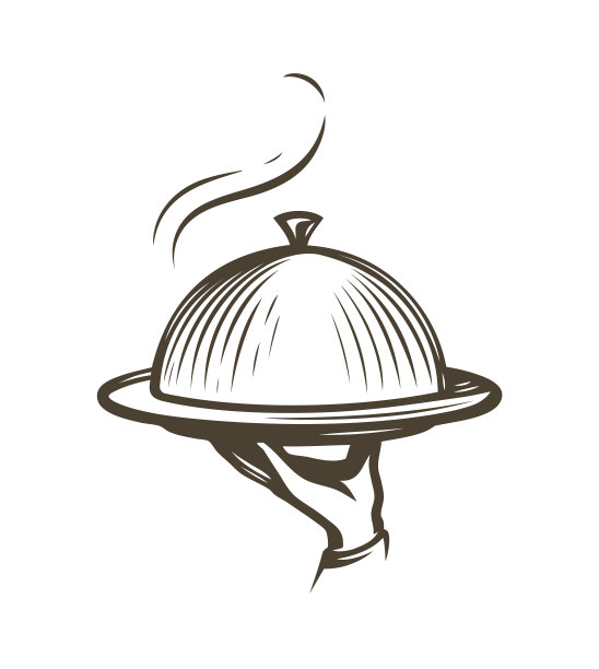 服务员用手托着一个托盘放在白色的背景上图片下载