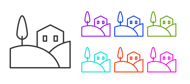 黑线村景观图标孤立上图片下载