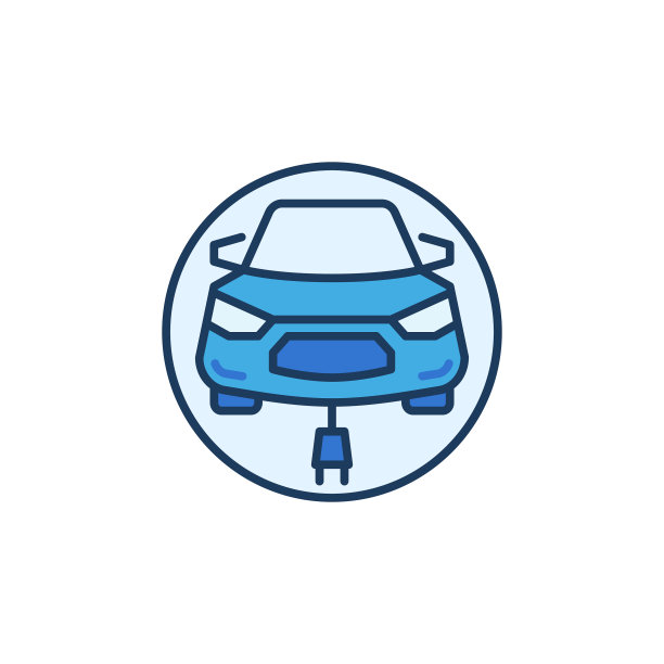 现代ev与插头概念圆形彩色图片下载