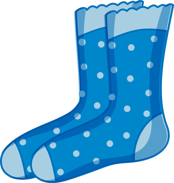 蓝色波尔卡点袜子卡通风格孤立在图片下载