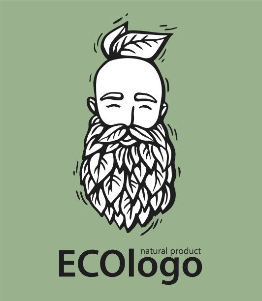 生态自然标志潮人头与盛开的胡子图片下载