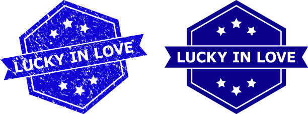 六角形的幸运在爱的邮票上印着忧伤图片下载