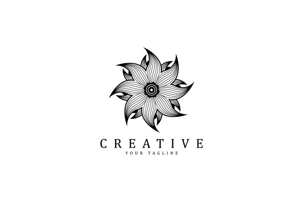 美丽的花朵几何标志模板图片下载