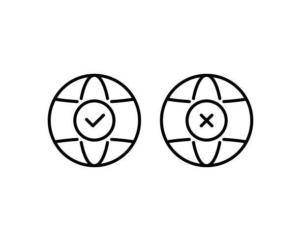 世界图标-向量。黑色的地球图标。地球仪图标在平面风格，孤立。勾和交叉图标与行星地球。是或否概念图片下载