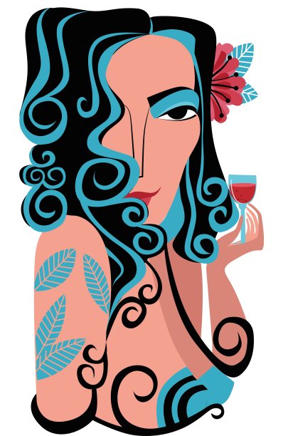 白底端着一杯红酒的美女。图片下载