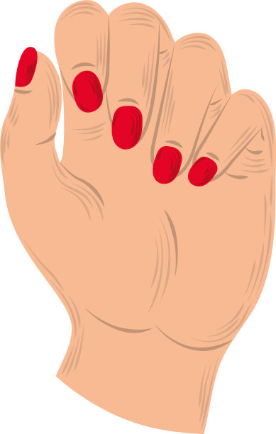 美甲女，显示手指甲红色图片下载