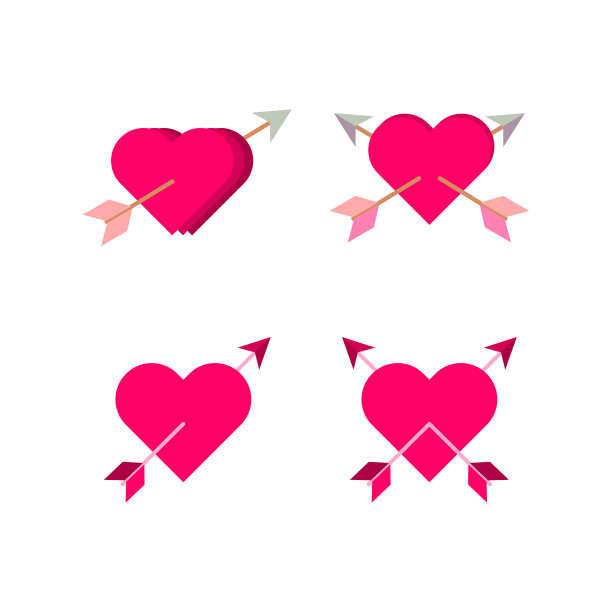 爱的心和箭夹艺术图标设置束图片下载