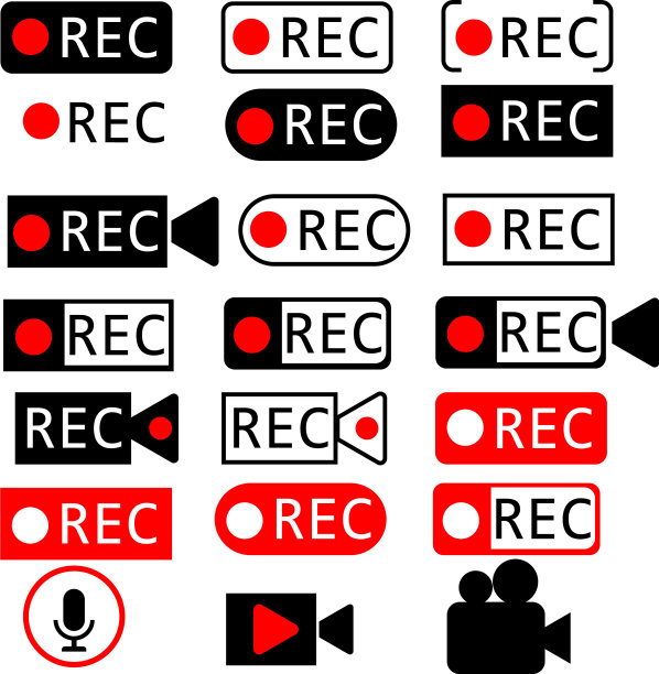 在白色背景上设置红色录音图片下载